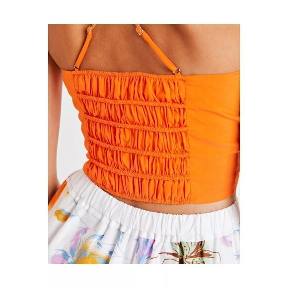 Tanya Taylor Cecil Crop Top in Orange Womens Sleeveless Tank - Picture 2 of 13